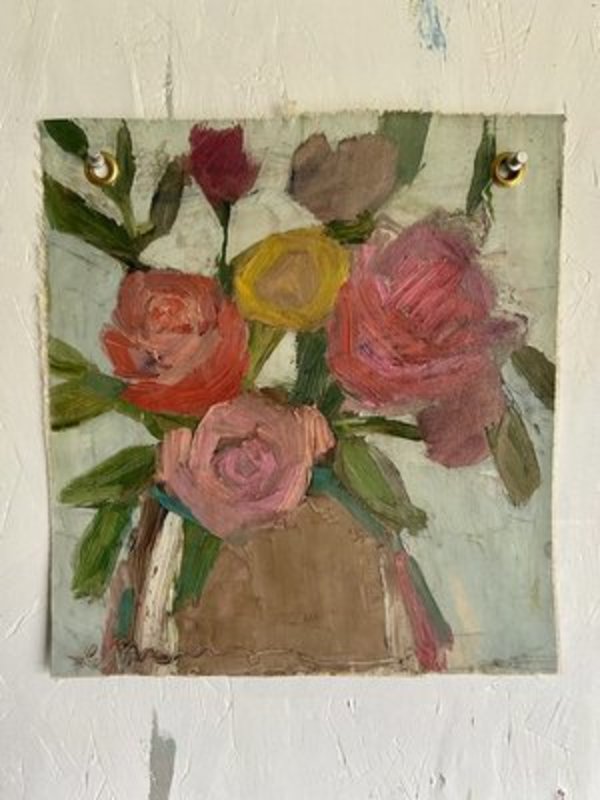 Baby Floral Original flat lay oil painting by Emily Fox King