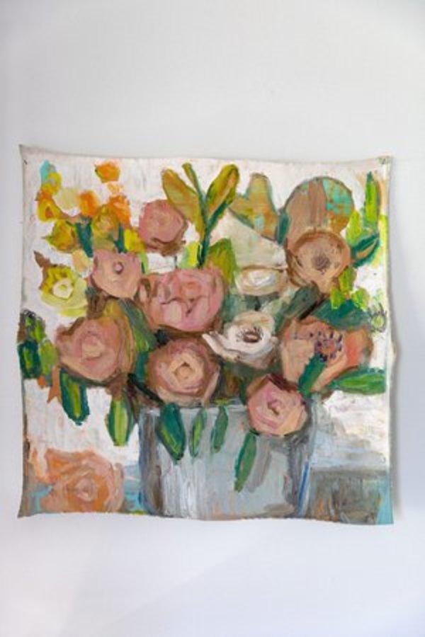 Autumn Roses Original flat lay oil painting by Emily Fox King