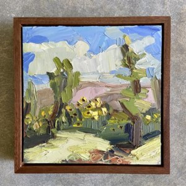 Sunflowers and Trees Original Oil Painting by Emily Fox King