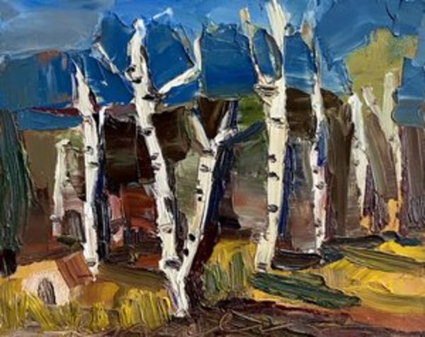 Aspens in Fall Original Oil Painting by Emily Fox King