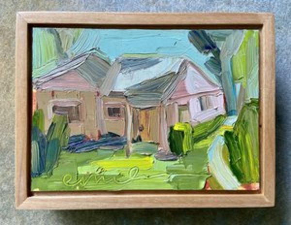 Pink House Original Oil Painting by Emily Fox King