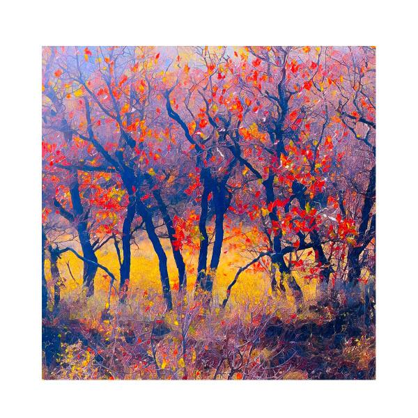 Flaming Red Oak Brush by Art Burrows