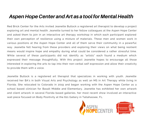 Aspen Hope Center and Art as a tool for Mental Health by Jeanette  Bullock