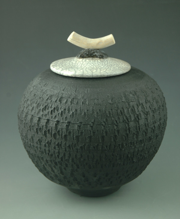 Textured Raku Vase by Michael  Bonds