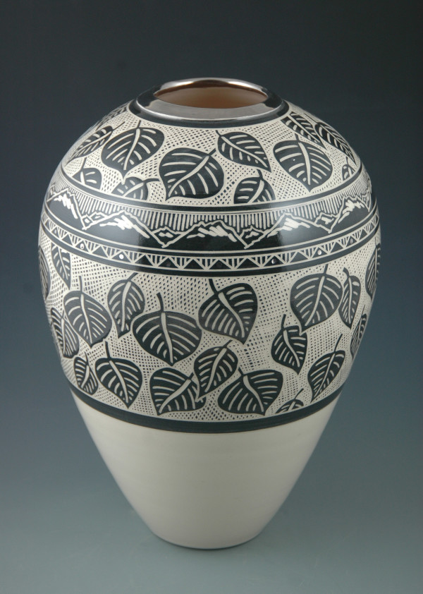 Porcelain Vase with Silver Luster Highlights by Michael  Bonds