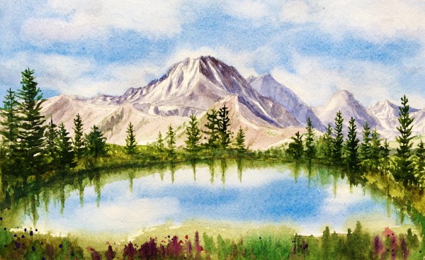 Midway Tarn with Grizzley Peak by Amy Beidleman