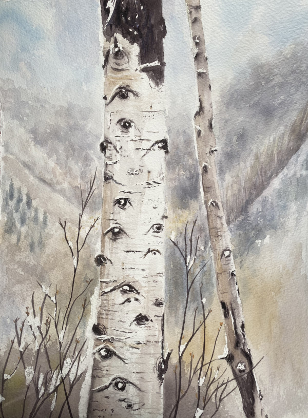 Aspen Trees in Snow by Amy Beidleman