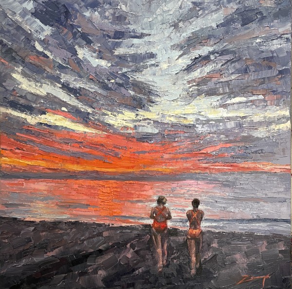 Red Sunrise at Killiney Beach by Zanya Dahl