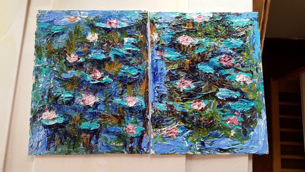 Twin Waterlily paintings by Leisa Shannon Corbett