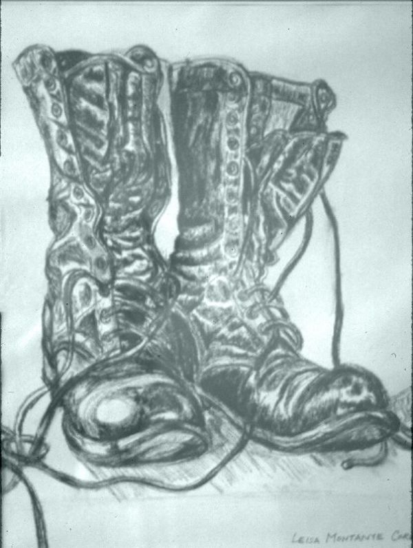 Combat boots print by Leisa Shannon Corbett