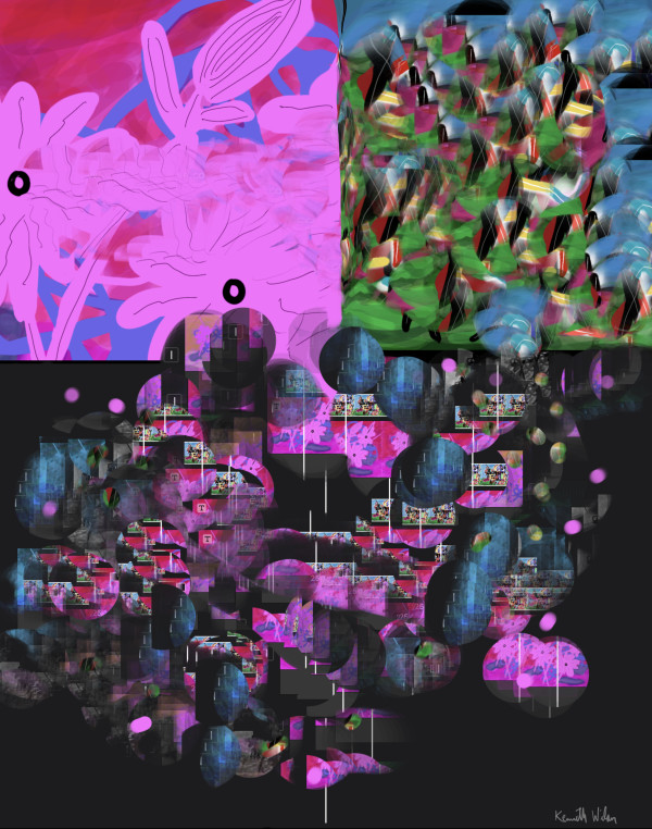 Floating Flowers Universe, Pink by Kenneth Wilan
