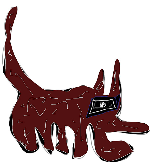 Dog Maroon And Glasses Too by Kenneth Wilan
