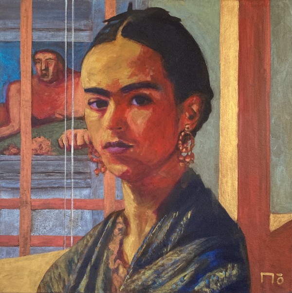 Frida at 25 with Diego Mural by MŌ