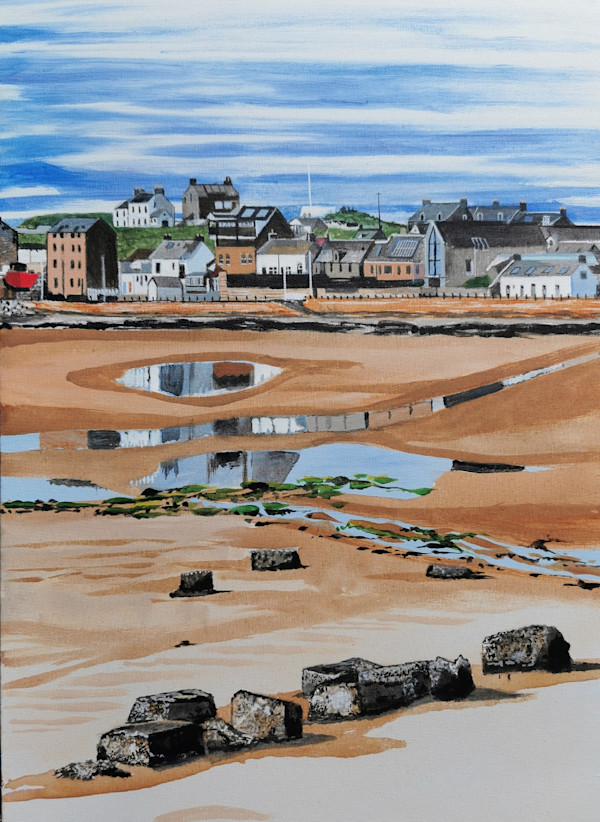 Acrylic On Canvas Low Tide at Burghead by Lois Dubber