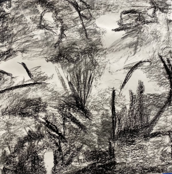 2183, Juanita Bellavance, Sketch16, From the Chestatee River Perspective, 2021, Charkole on paper, 24 x 24 inches