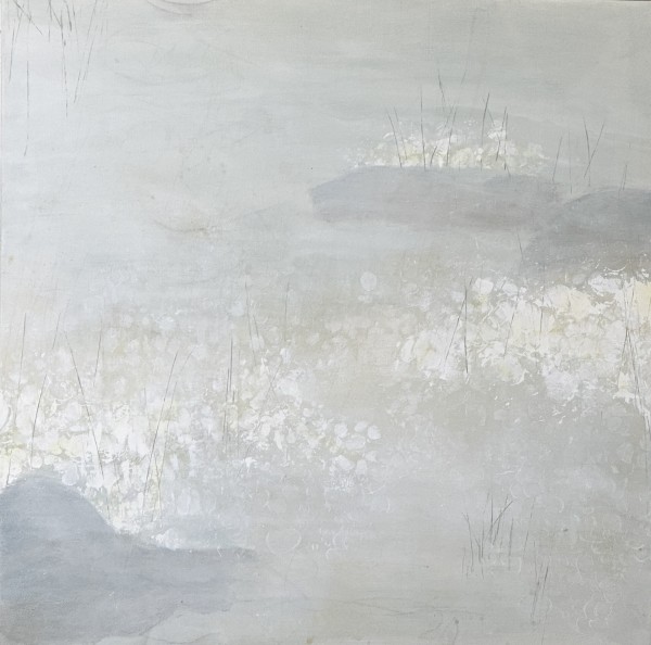 The Pond in February 5, From the Nature’s Botanics Portfolio, 2023, Acrylic on canvas, 24 x 24 inches.