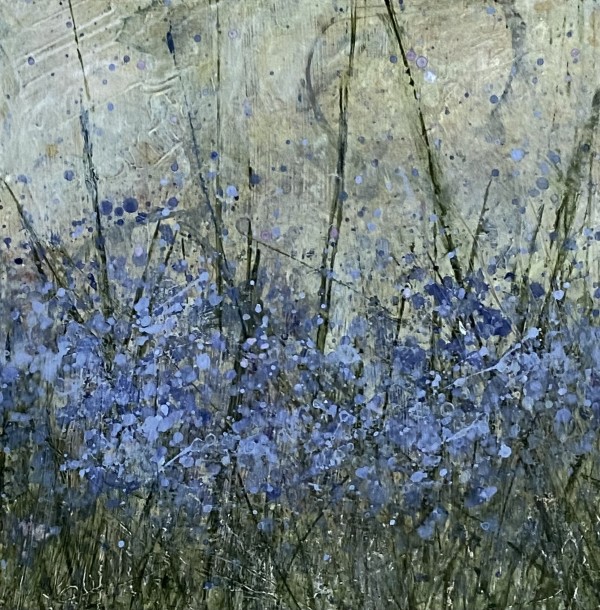 Juanita Bellavance, Cornflower fields, From the 25 Days of Minis portfolio, 2021, Acrylic on panel, 6 x 6 inches, Framed by Juanita
