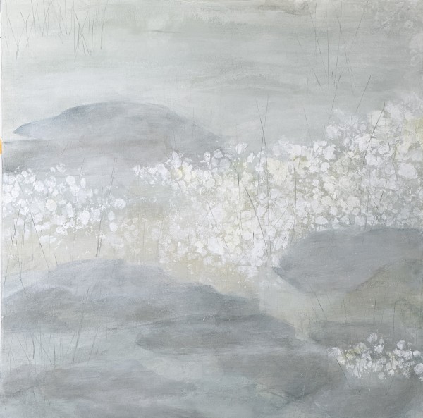 The Pond in February 3, From the Nature’s Botanics Portfolio, 2023, Acrylic on canvas, 24 x 24 inches.