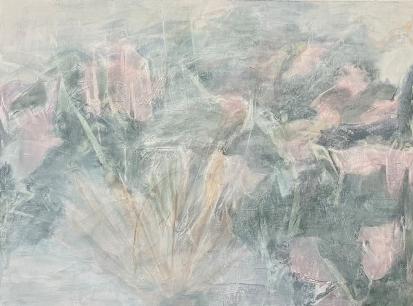 Held in Stillness – Original Contemporary Abstract Botanical Painting, 36 x 48 inches by Juanita, Image 3.