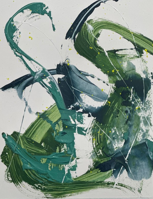 Green Aesthetic 1, 2024, Acrylic on paper, 14 x 11 inches by Juanita