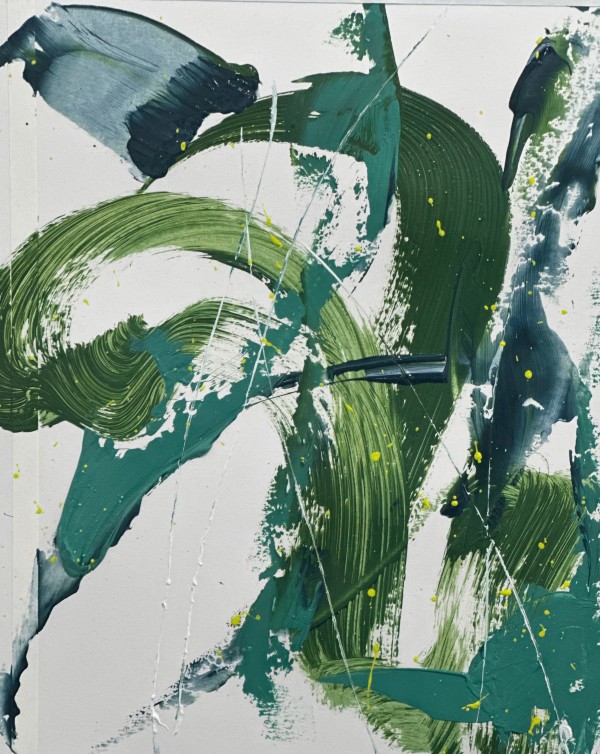 Green Aesthetic 2, 2024, Acrylic on paper, 14 x 11 inches by Juanita