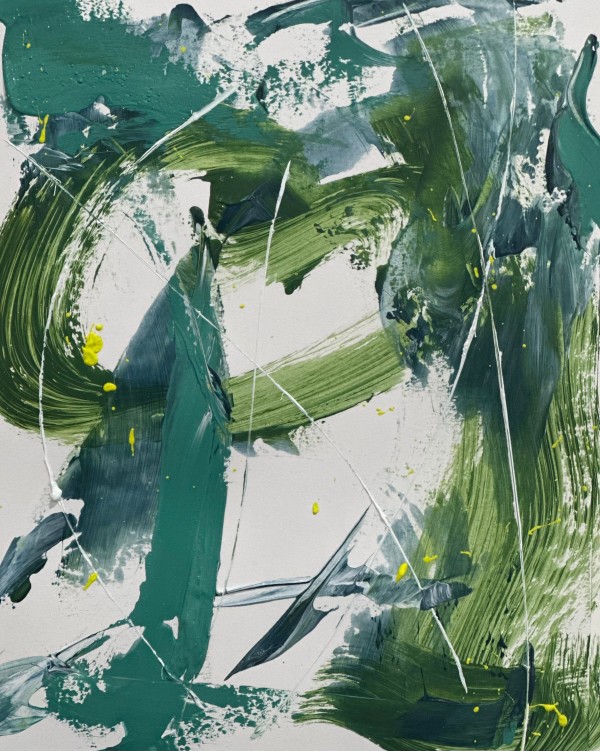 Green Aesthetic 3, 2024, Acrylic on paper, 14 x 11 inches by Juanita
