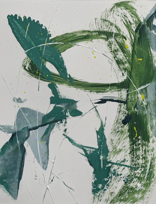 Green Aesthetic 4, 2024, Acrylic on paper, 14 x 11 inches by Juanita