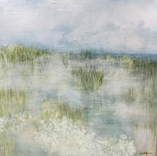 Morning Marsh, Original Abstract Marsh painting 30 x 30 inches by Juanita, Image 5.