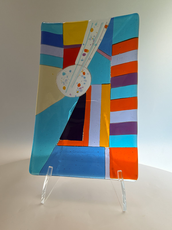 Celestial Rhythm - Geometric Abstract Fused Glass Panel by Shayna Heller