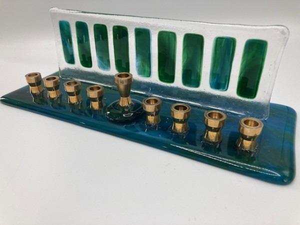 Menorah with Brass Cups by Shayna Heller