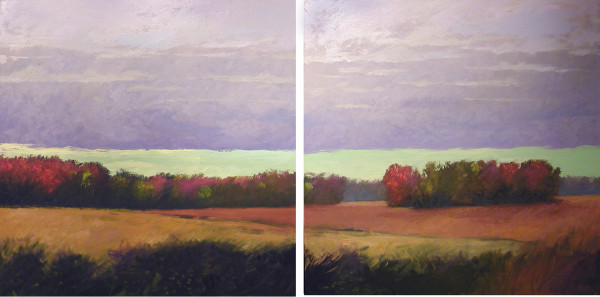 Storm Front with Green Sky, Diptych by Gregory Blue
