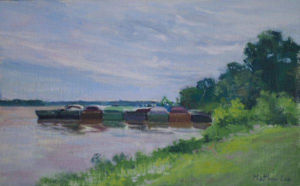 Still Barges  at Sans Souci Point by Matthew Lee