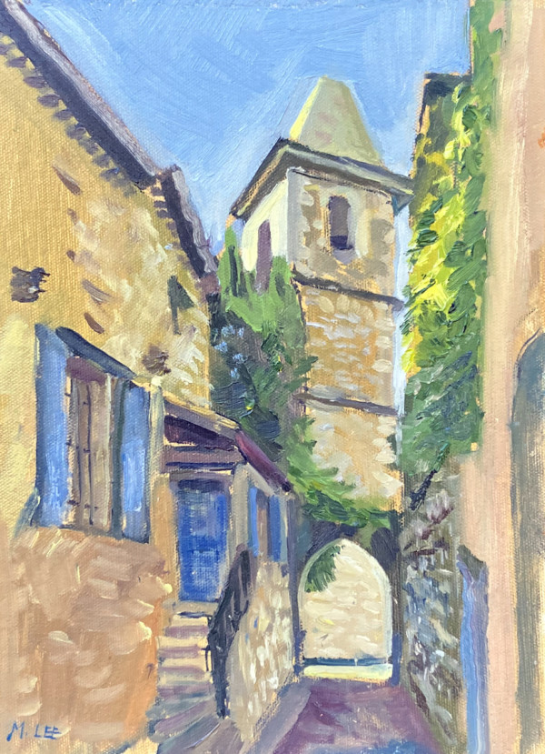 Alley View of Stone Church in Provence by Matthew Lee