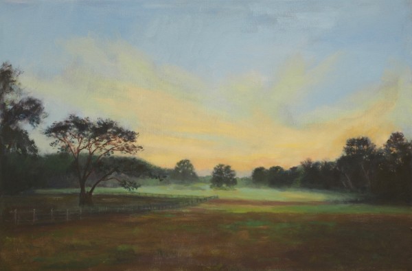 Horse Pasture with Early Morning Mist