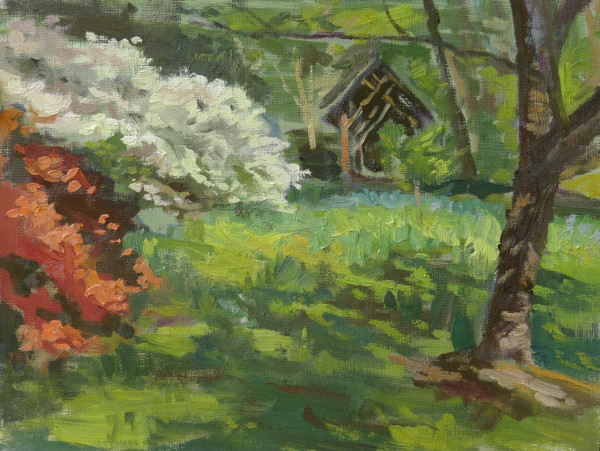 Azaleas in Spring with Blecken Pavilion by Matthew Lee