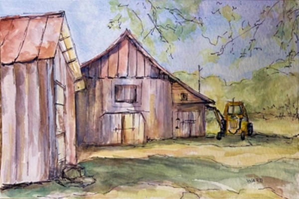 17 Barns with Tractor by J. Ward