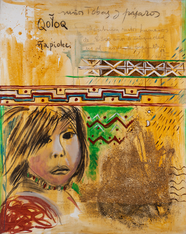 Niños Tobas y Pájaros (de la Serie: "Los Espíritus de la Tierra") by Stivaletta, Mabel Rosario