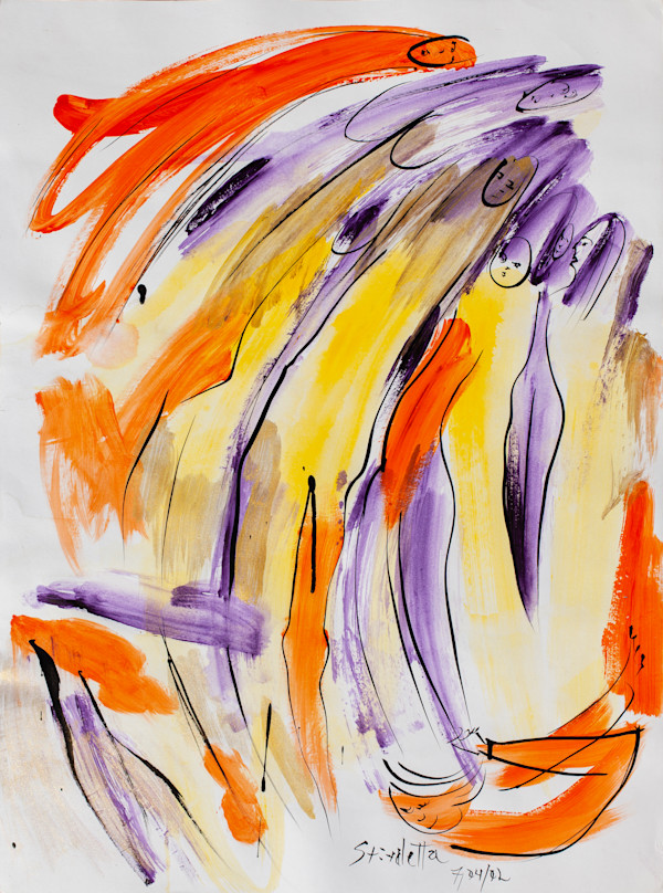 Gestual en amarillo y violeta by Stivaletta, Mabel Rosario