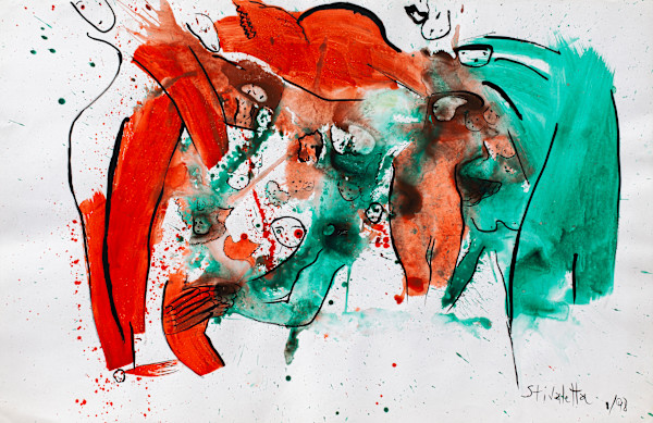 Expresión de figuras en rojo y verde by Stivaletta, Mabel Rosario