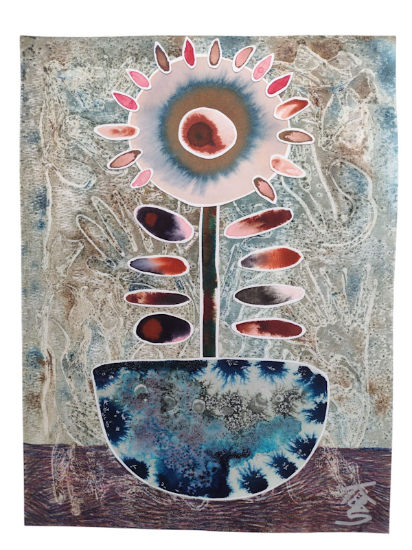 Flower in Speckled Bowl by Krisanne Souter