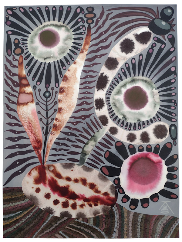 Plants in Pottery Pot on Old Hooked Rug by Krisanne Souter