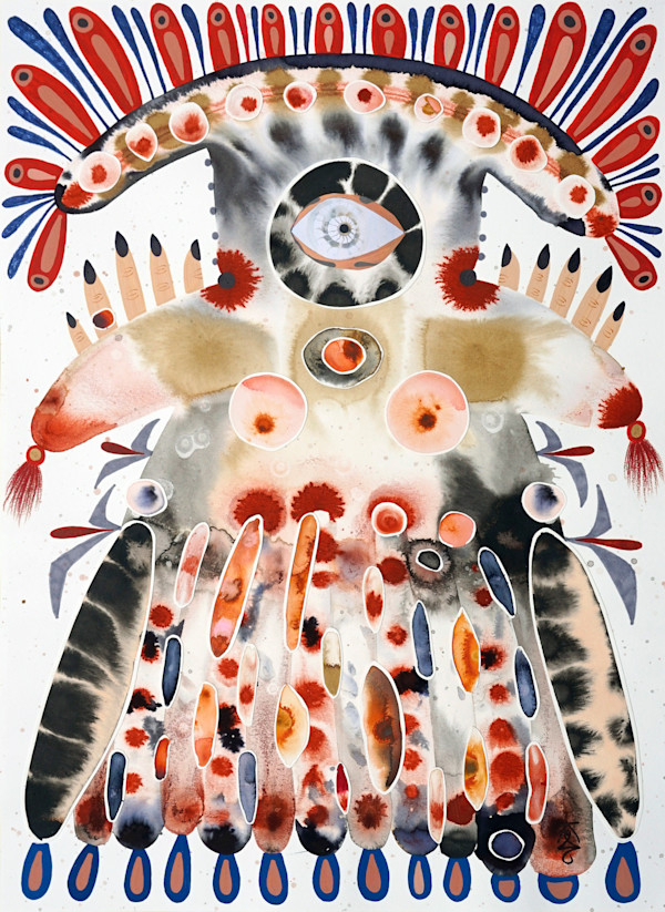 Adorned Mother (woman with a jewelled skirt) by Krisanne Souter