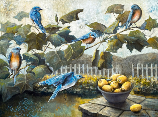 Bluebirds and a Bowl of Lemons by Rachael McCampbell