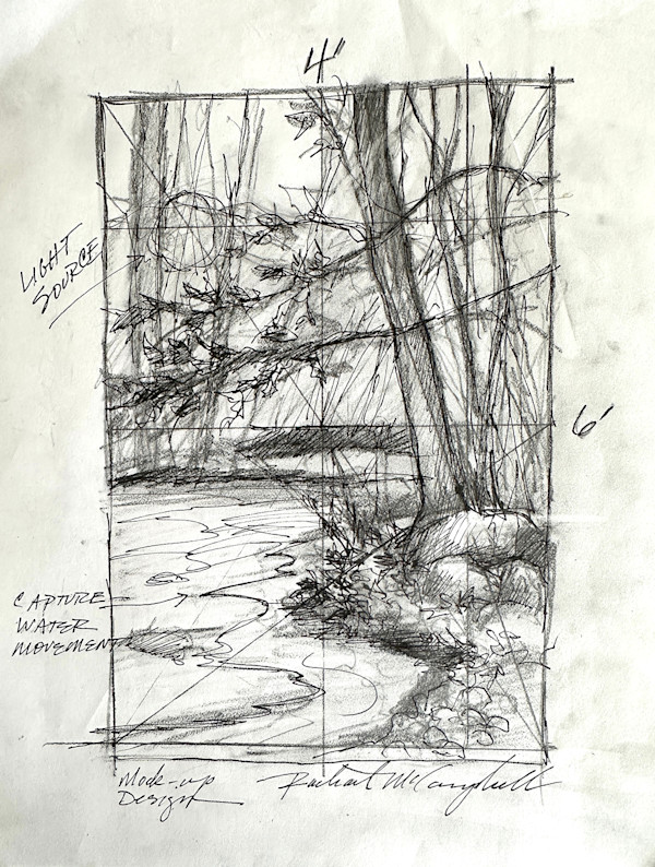 Little Pigeon River Reverie (paper sketch) by Rachael McCampbell