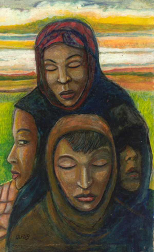 UNTITLED (Four Faces) by Hampton Olfus Jr.