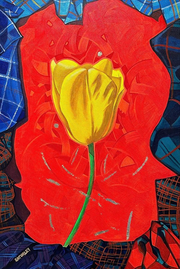 Tartan Tulip - Lemon by Brandy Saturley