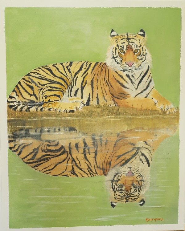 Tiger reflection by Gillian Northmore