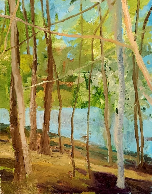 Trees by Lake by Joe Roache