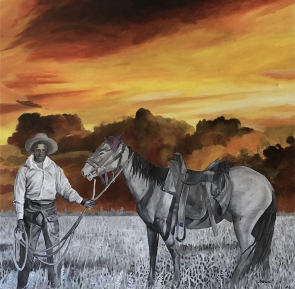 Black Cowboy in Colored Landscape