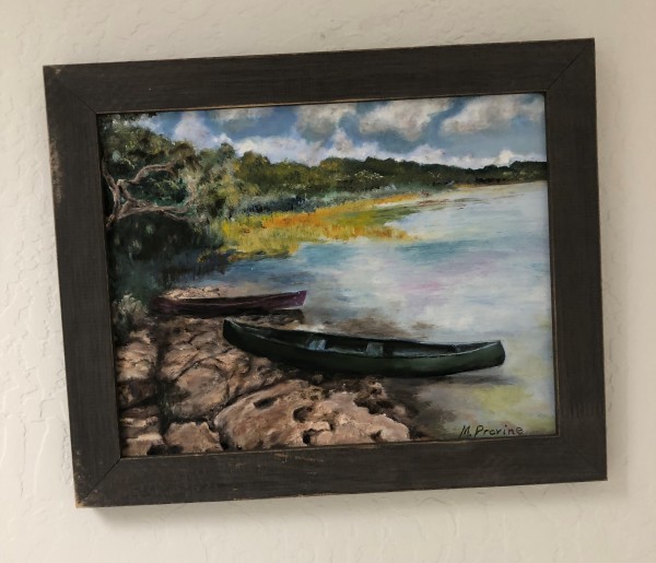 Canoes at a lake in the yucatan by Marie Provine
